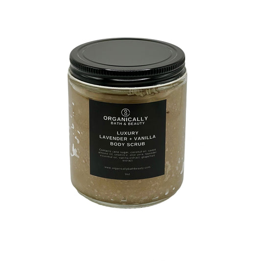 Lavender + Vanilla Luxury Body Scrub - Organically Bath & Beauty