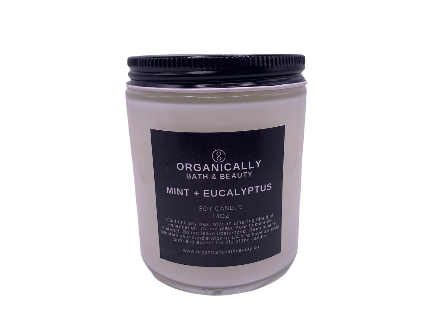 Mint + Eucalyptus Soy Candle (14oz) - Organically Bath & Beauty