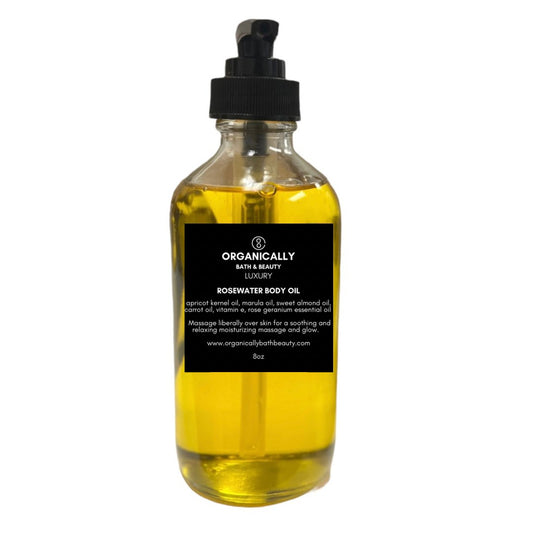 Rosewater Body Oil (8oz) - Organically Bath & Beauty